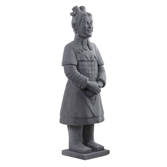 40in Nearly Natural warrior statue in armor, gray stone finish garden sculpture on square base on Tampa Home & Garden Store