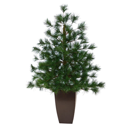 40” Yukon Mixed Pine Christmas Tree with 213 branches in bronze planter Nearly Natural on Tampa Home & Garden Store