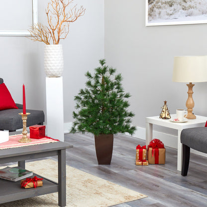 40in Yukon pine artificial tree with bendable branches in bronze planter on Tampa Home & Garden Store