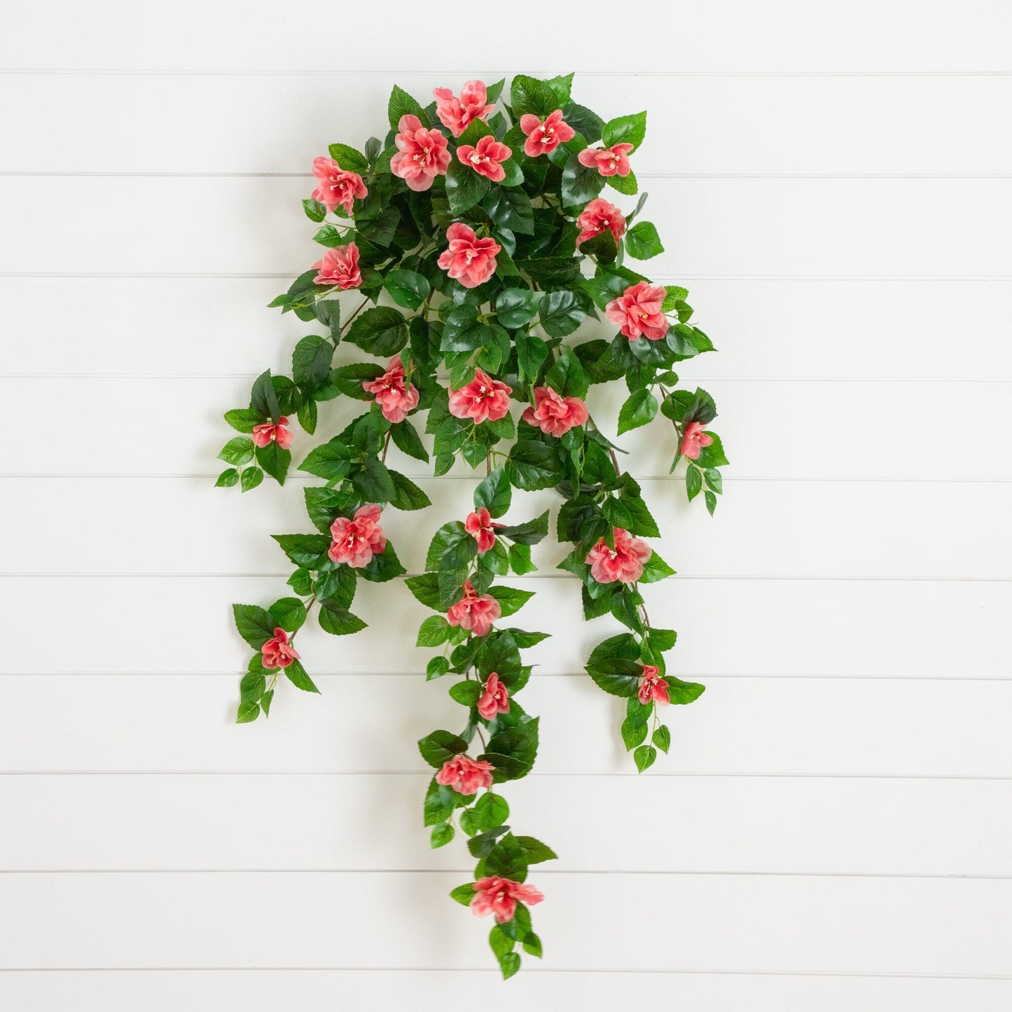 Hanging artificial azalea plant, 41in UV resistant, pink coral blooms, indoor/outdoor, set of 2 on Tampa Home & Garden Store