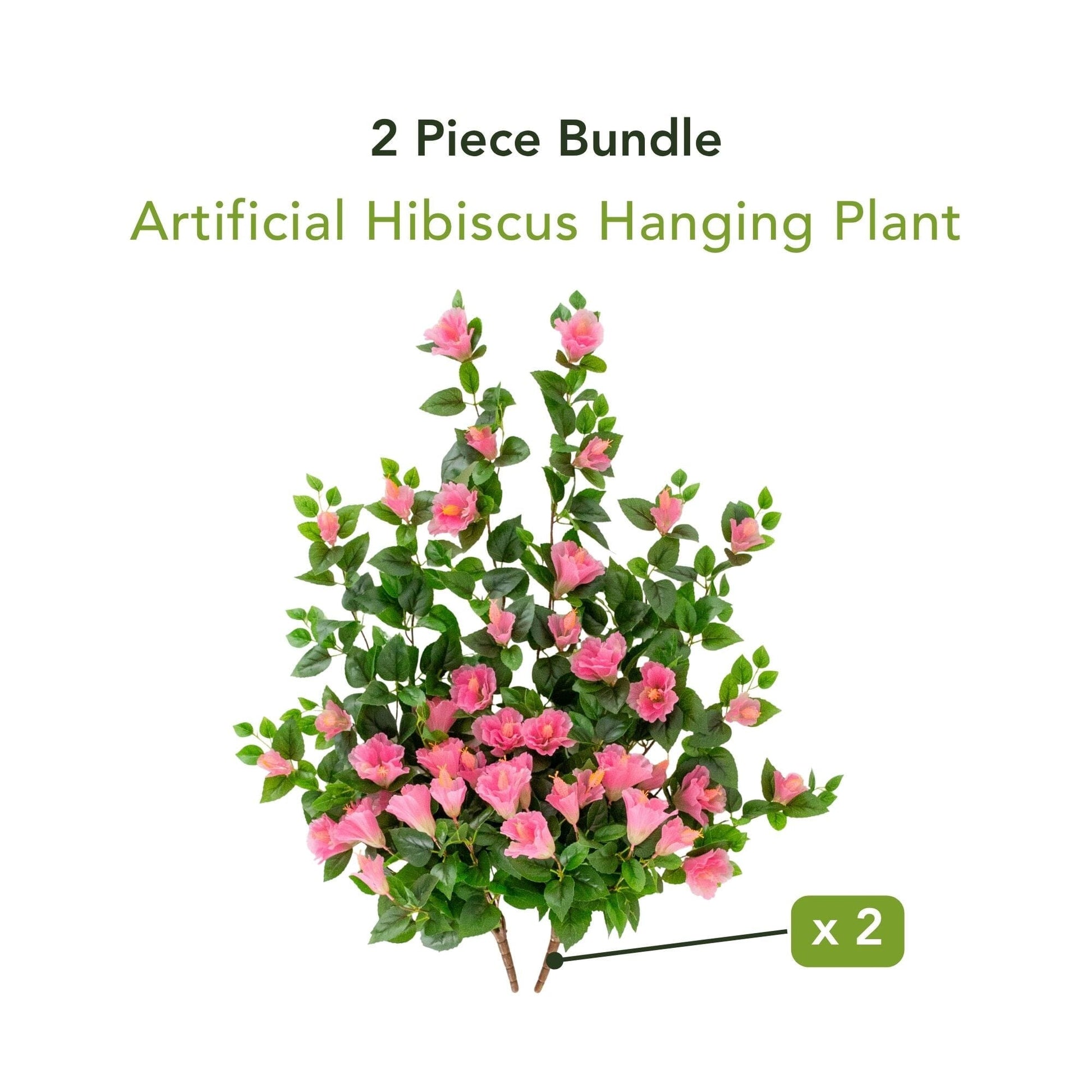 Artificial Hibiscus Hanging Plant, 2-pack by Nearly Natural, pink blooms, UV resistant on Tampa Home & Garden Store