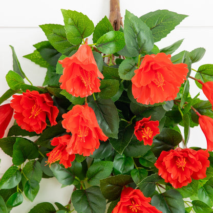 Artificial hibiscus hanging plant 41in UV resistant set of 2 Nearly Natural with orange-red blooms on Tampa Home & Garden Store