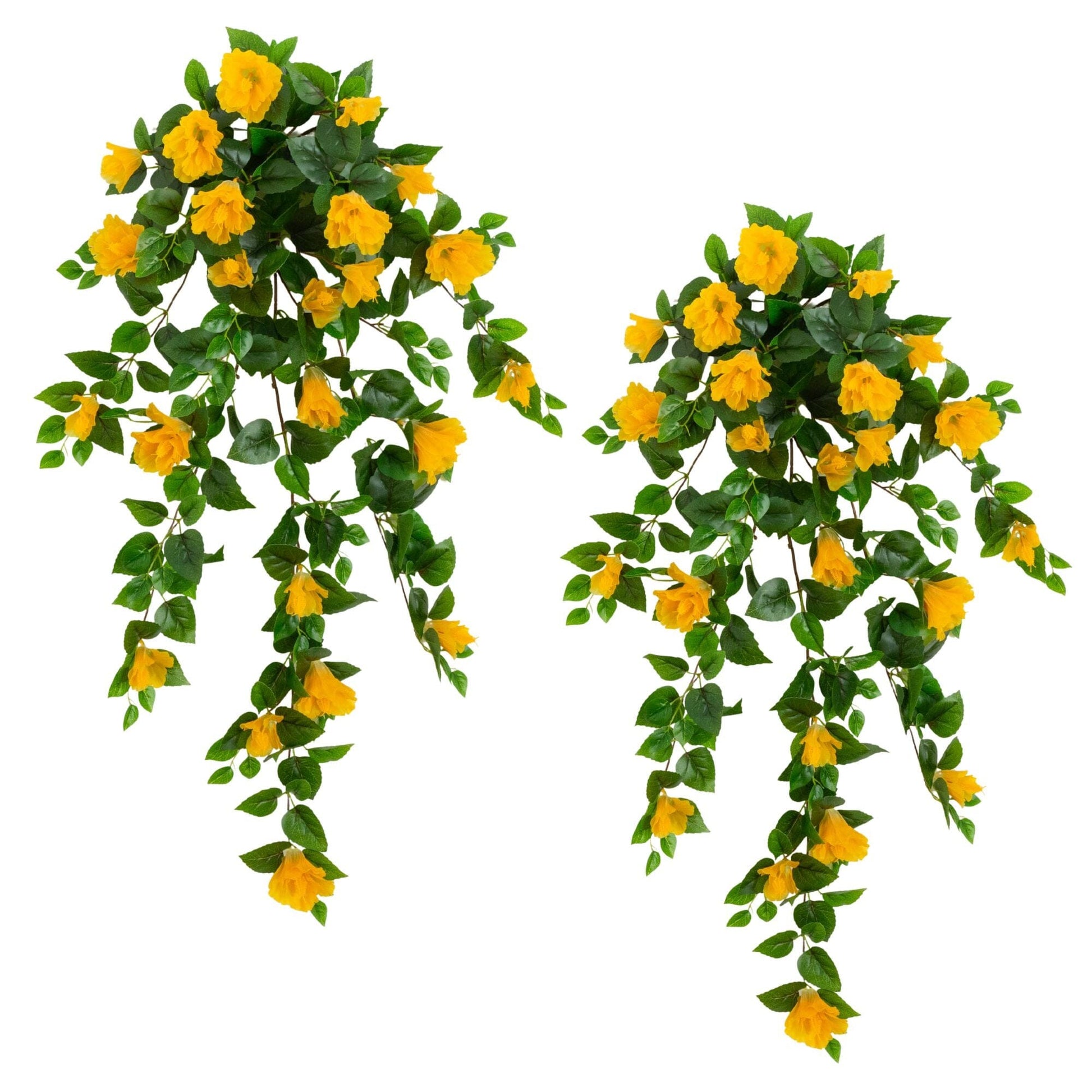 Artificial hibiscus hanging plant, 41 in, UV resistant, yellow blooms, set of 2, Nearly Natural on Tampa Home & Garden Store