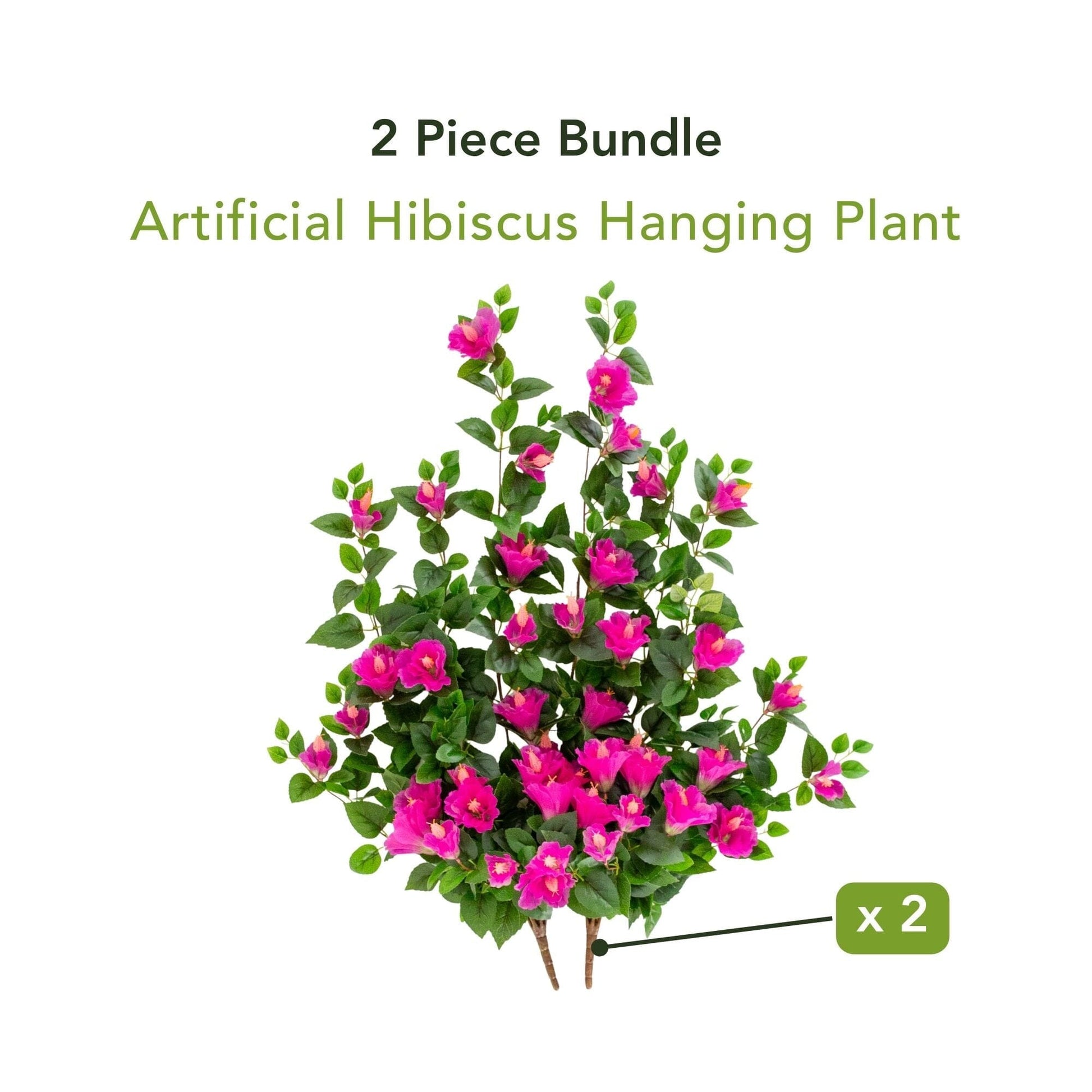 Hanging Hibiscus Plant 41in UV-resistant set of 2 pink blooms Nearly Natural on Tampa Home & Garden Store
