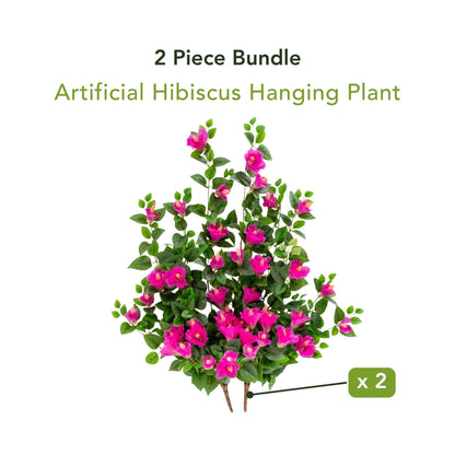 Hanging Hibiscus Plant 41in UV-resistant set of 2 pink blooms Nearly Natural on Tampa Home & Garden Store