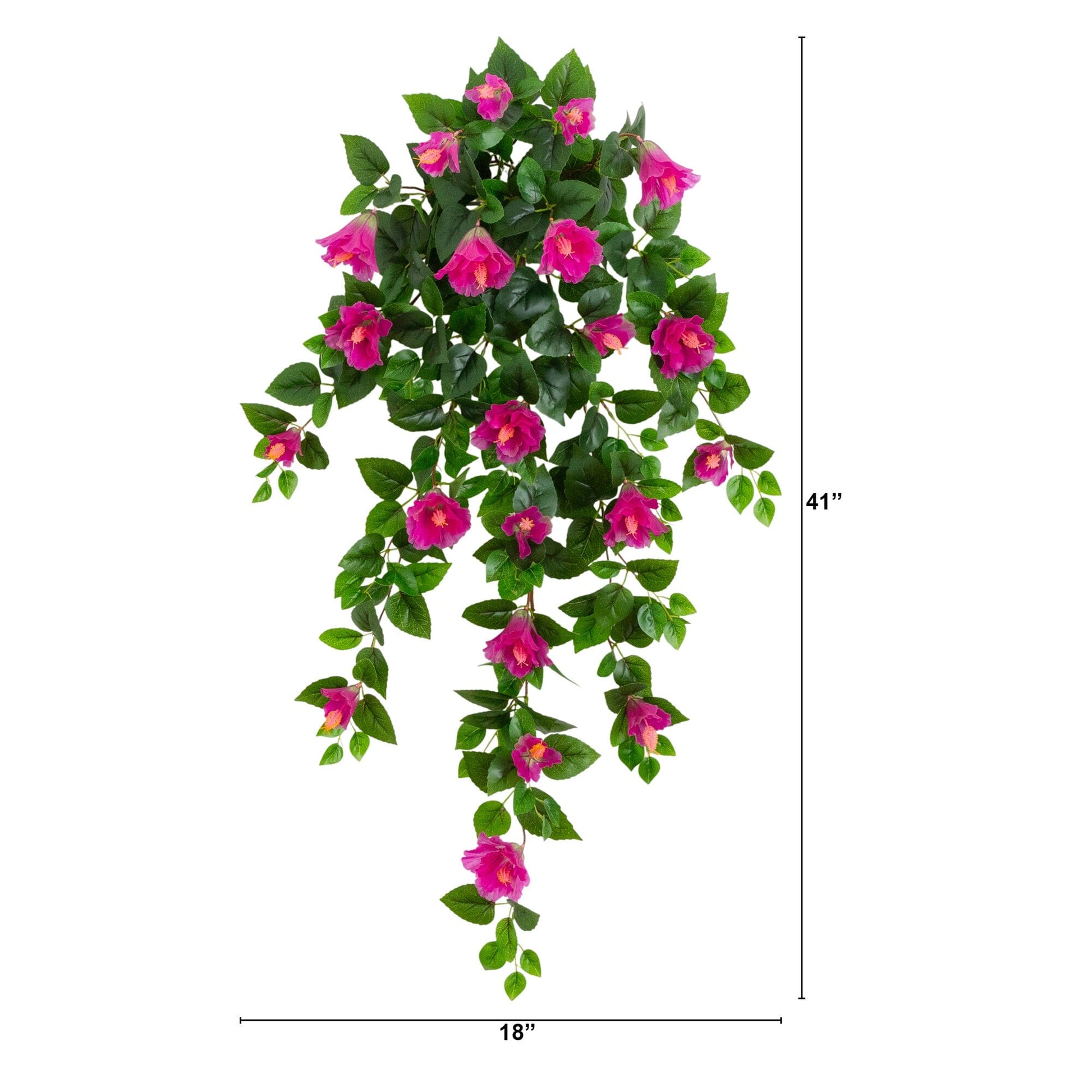 41-inch UV resistant artificial hibiscus hanging plant set of 2 with pink blooms and green leaves on Tampa Home & Garden Store