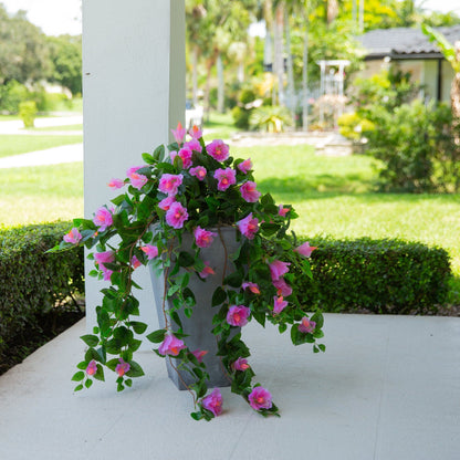 41in UV-resistant artificial hibiscus hanging plant by Nearly Natural, pink blooms, set of 2 on Tampa Home & Garden Store