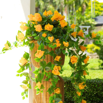 Nearly Natural 41in UV-resistant hibiscus hanging plants, yellow blossoms, set of 2 in baskets on Tampa Home & Garden Store