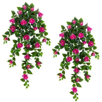 Nearly Natural 41in UVresistant hibiscus hanging plant set of 2 with pink blooms and green leaves on Tampa Home & Garden Store