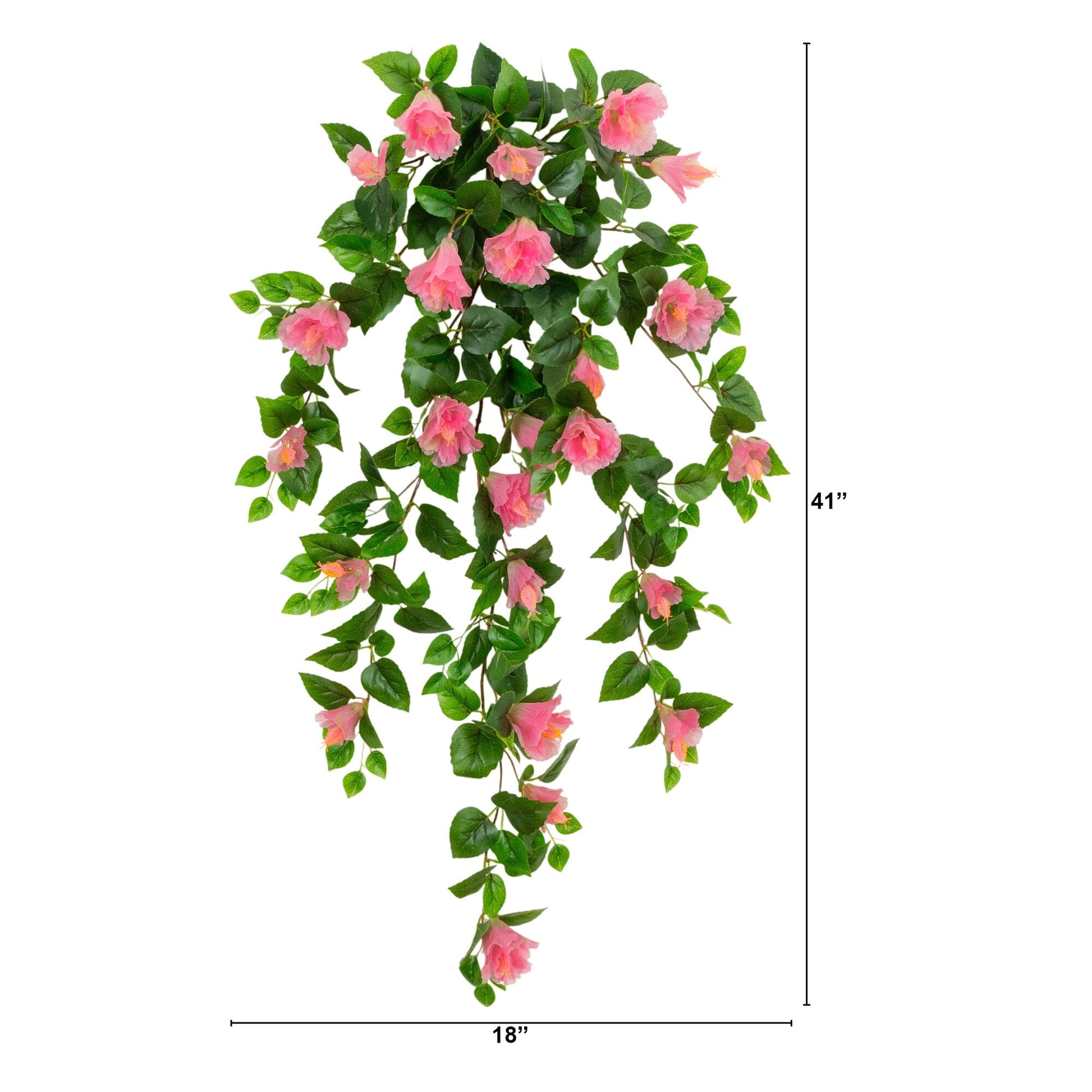 Artificial hibiscus hanging plant set of 2, 41in, pink blooms with green leaves Nearly Natural on Tampa Home & Garden Store
