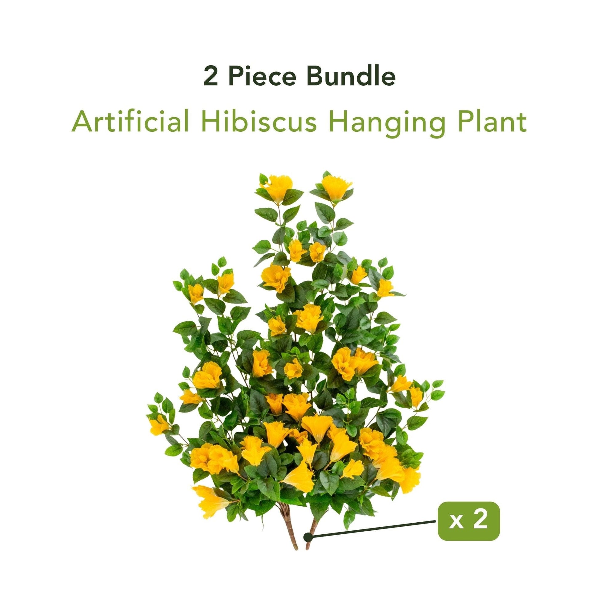Nearly Natural 41-inch artificial hibiscus hanging plant, 2-pack with yellow blooms on Tampa Home & Garden Store