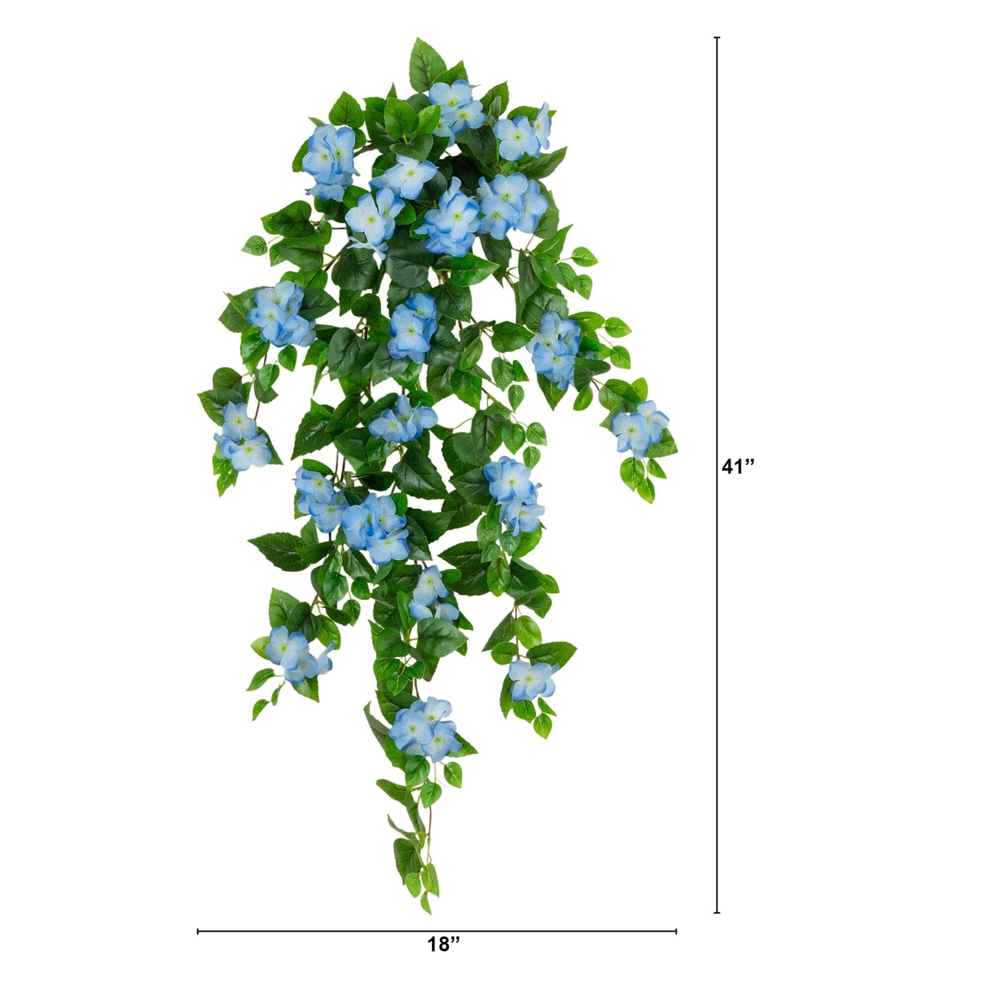 Nearly Natural 41in UV resistant artificial hydrangea hanging plant 2-pack blue flowers leaves on Tampa Home & Garden Store