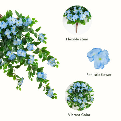 Artificial hydrangea hanging plants set of 2, 41in, UV resistant blue blooms on Tampa Home & Garden Store
