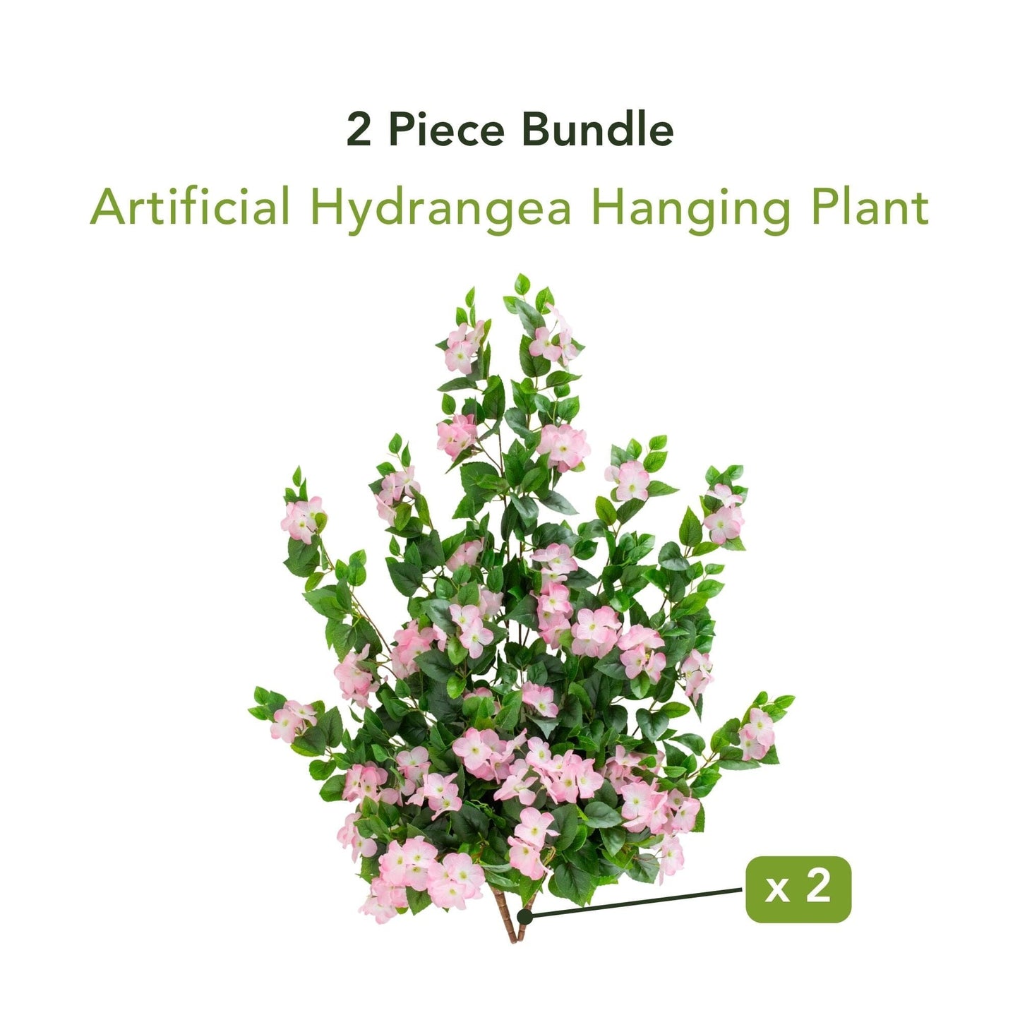 Nearly Natural artificial hydrangea hanging plant, 2-piece UV-resistant set with pink blooms on Tampa Home & Garden Store