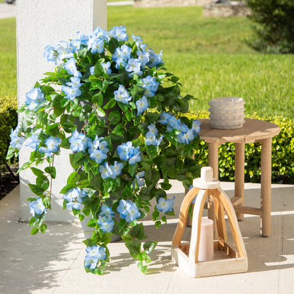 Hydrangea hanging plant set of 2 Nearly Natural 41-inch UV resistant artificial with blue blooms on Tampa Home & Garden Store