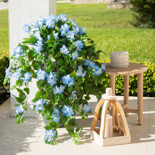 Hydrangea hanging plant set of 2 Nearly Natural 41-inch UV resistant artificial with blue blooms on Tampa Home & Garden Store