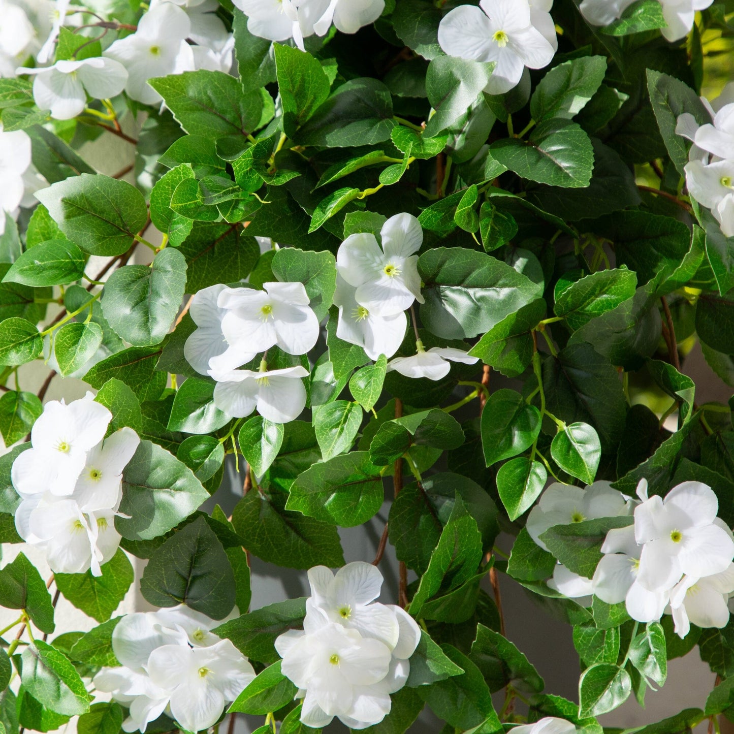 Artificial hydrangea hanging plant white blooms, 41 in, UV resistant, set of 2, Nearly Natural on Tampa Home & Garden Store
