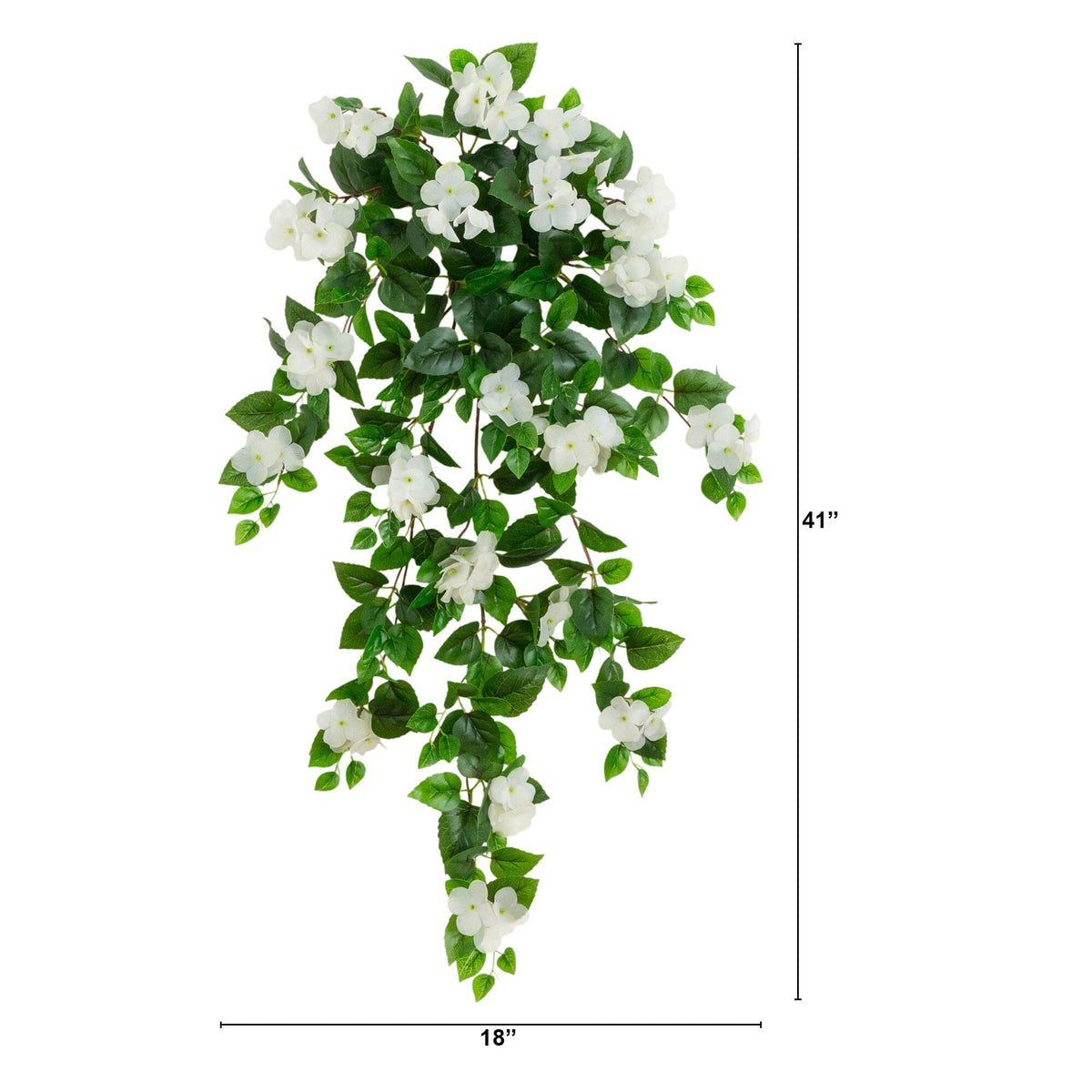 Hanging Hydrangea Plant 41in UV resistant, Nearly Natural, white blooms set of 2 on Tampa Home & Garden Store