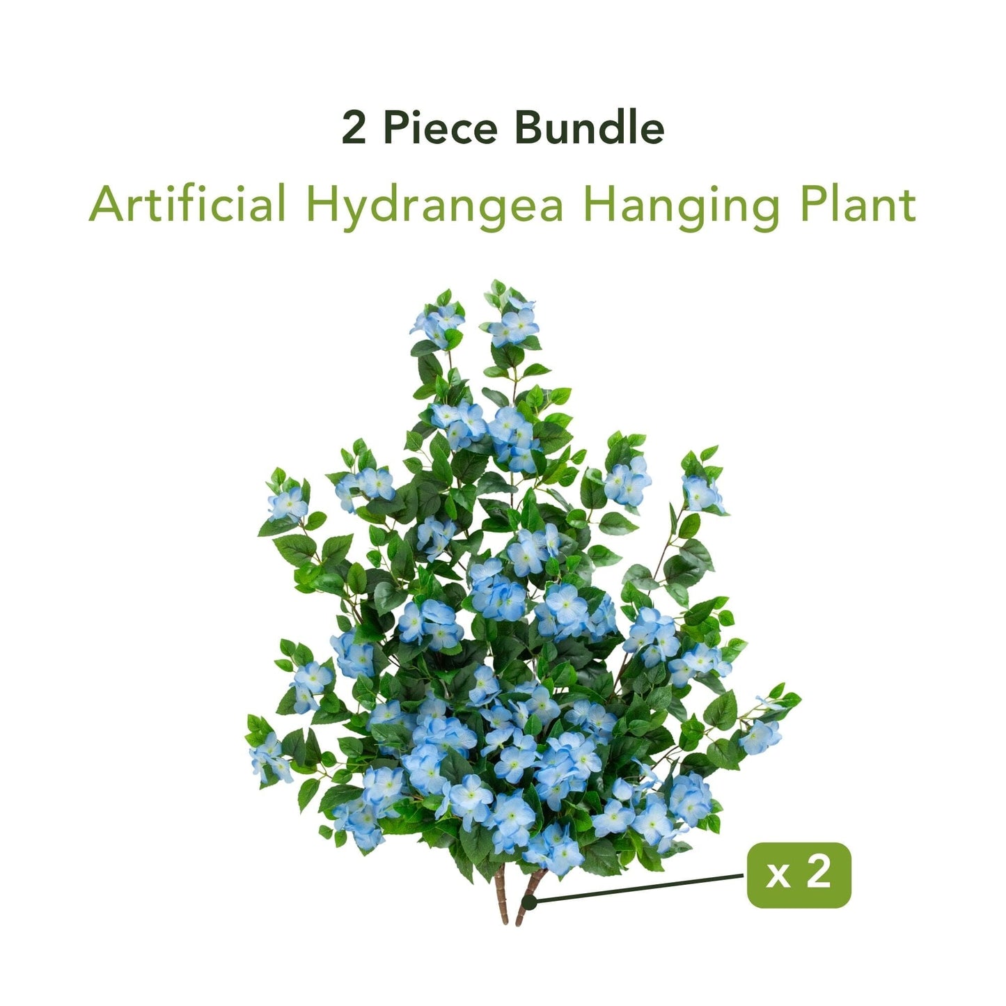 Artificial hydrangea hanging plant, 2-piece set with blue blossoms, UV resistant Nearly Natural on Tampa Home & Garden Store