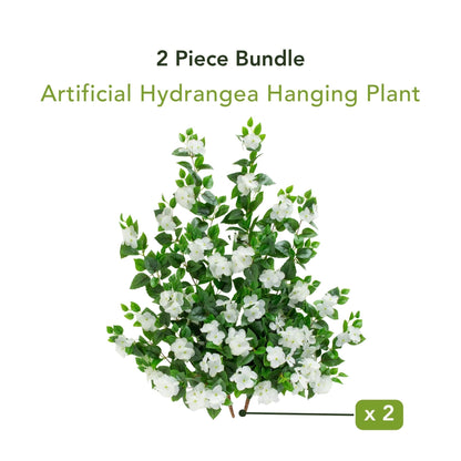 Hydrangea hanging plant, 2-piece Nearly Natural 41in UV-resistant artificial with blooms on Tampa Home & Garden Store