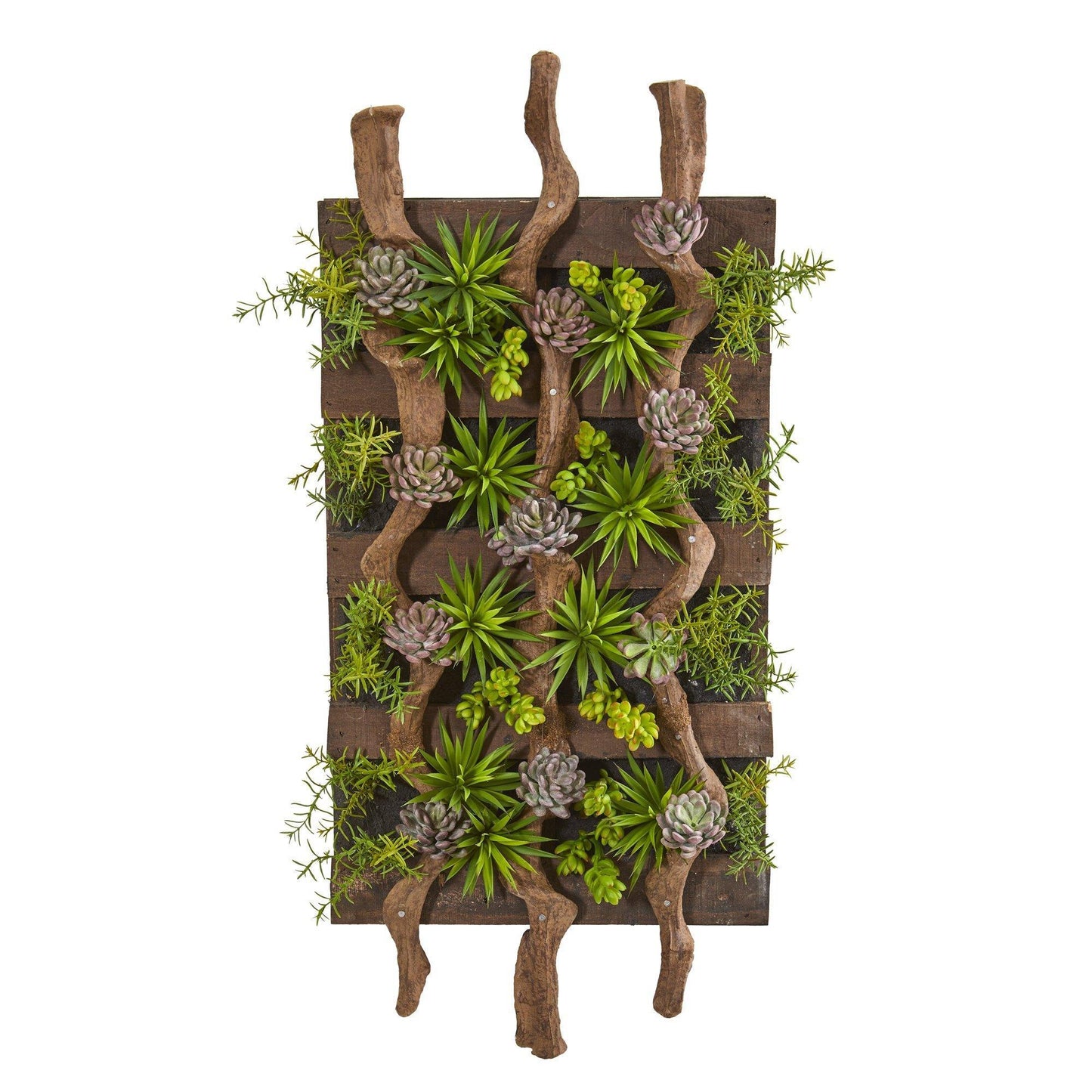 Nearly Natural 41x19 Mixed Succulent Artificial Living Wall Mat with green succulents on Tampa Home & Garden Store