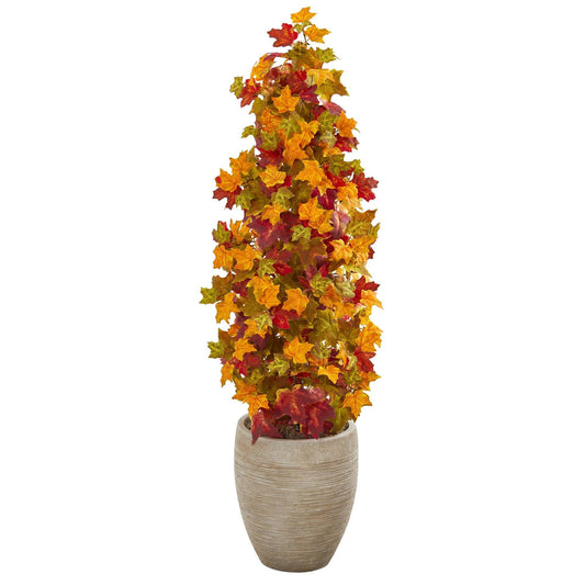 42” Autumn Maple Artificial Tree in Sand Colored Planter - Tampa Home & Garden Store