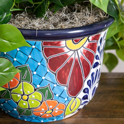 Artificial Philodendron in a Talavera Planter
