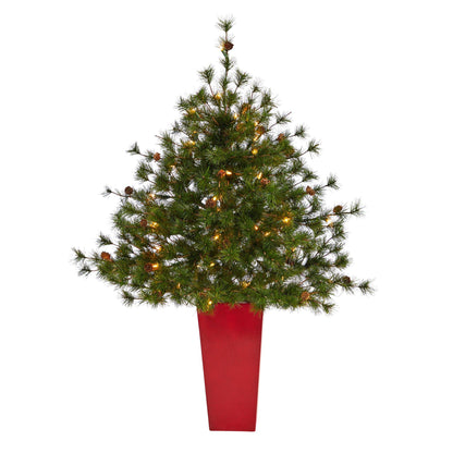 Christmas tree Nearly Natural 44in Colorado Mountain Pine with 50 clear lights in planter on Tampa Home & Garden Store