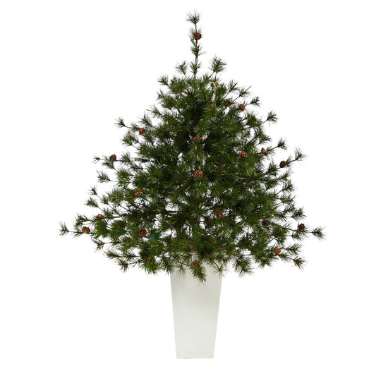 44in Colorado Mountain Pine Christmas Tree in white planter with 171 bendable branches on Tampa Home & Garden Store