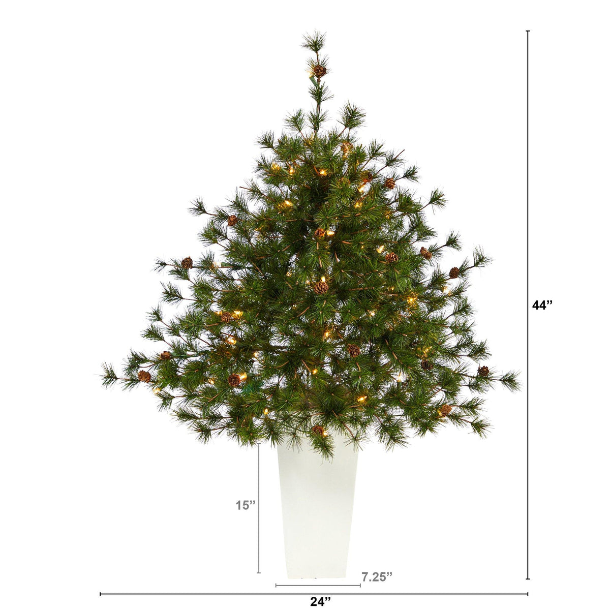 Nearly Natural 44in Colorado Mountain Pine artificial Christmas tree with 50 lights in planter on Tampa Home & Garden Store