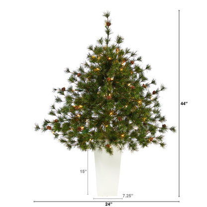 Nearly Natural 44in Colorado Mountain Pine artificial Christmas tree with 50 lights in planter on Tampa Home & Garden Store