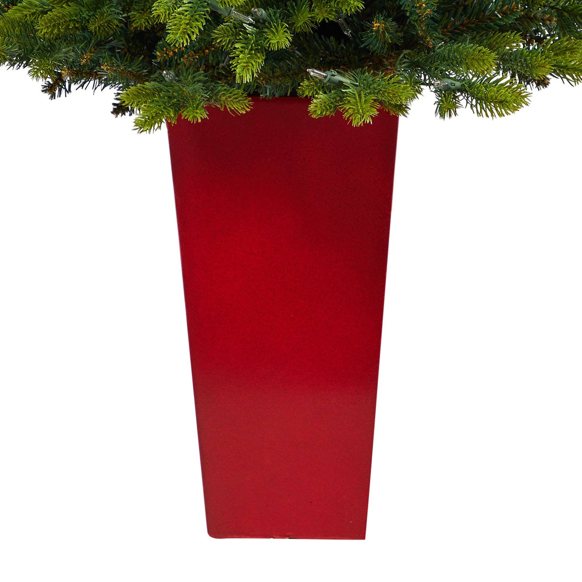 44in NC Fir artificial Christmas tree in red tower planter with 150 lights on Tampa Home & Garden Store