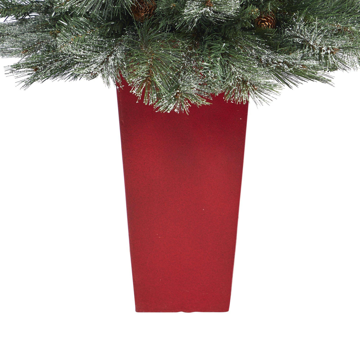 Christmas tree 44in French Alps pine with bendable branches and pine cones in red planter on Tampa Home & Garden Store