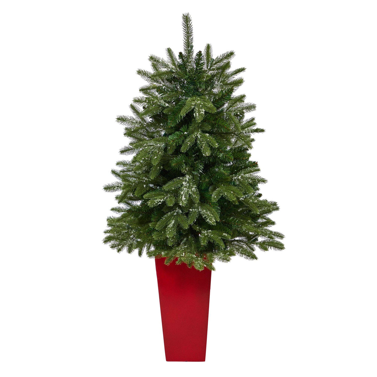 44in Snowed Grand Teton Fir artificial Christmas tree in a red planter with snow-dusted needles on Tampa Home & Garden Store