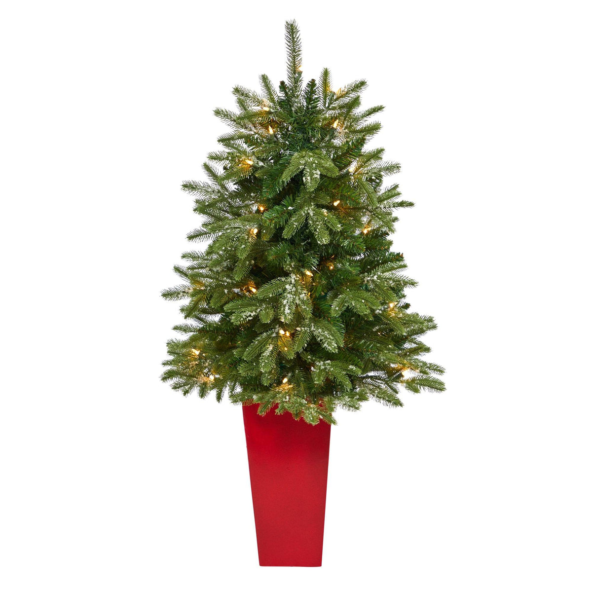 Christmas Tree by Nearly Natural 44in Grand Teton Fir with 50 clear lights in red planter on Tampa Home & Garden Store