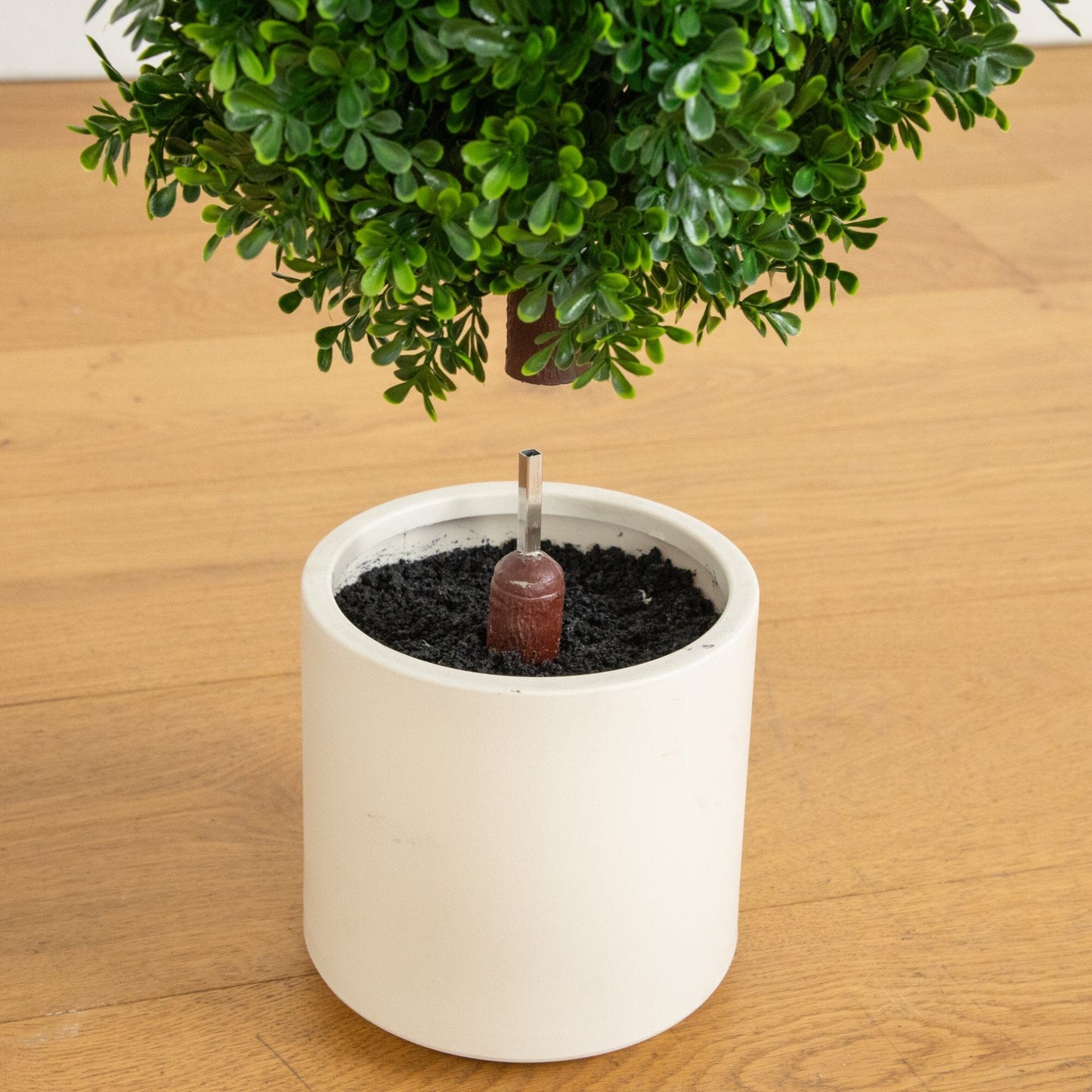 Artificial boxwood topiary cone in white planter Nearly Natural 44in UV resistant on Tampa Home & Garden Store