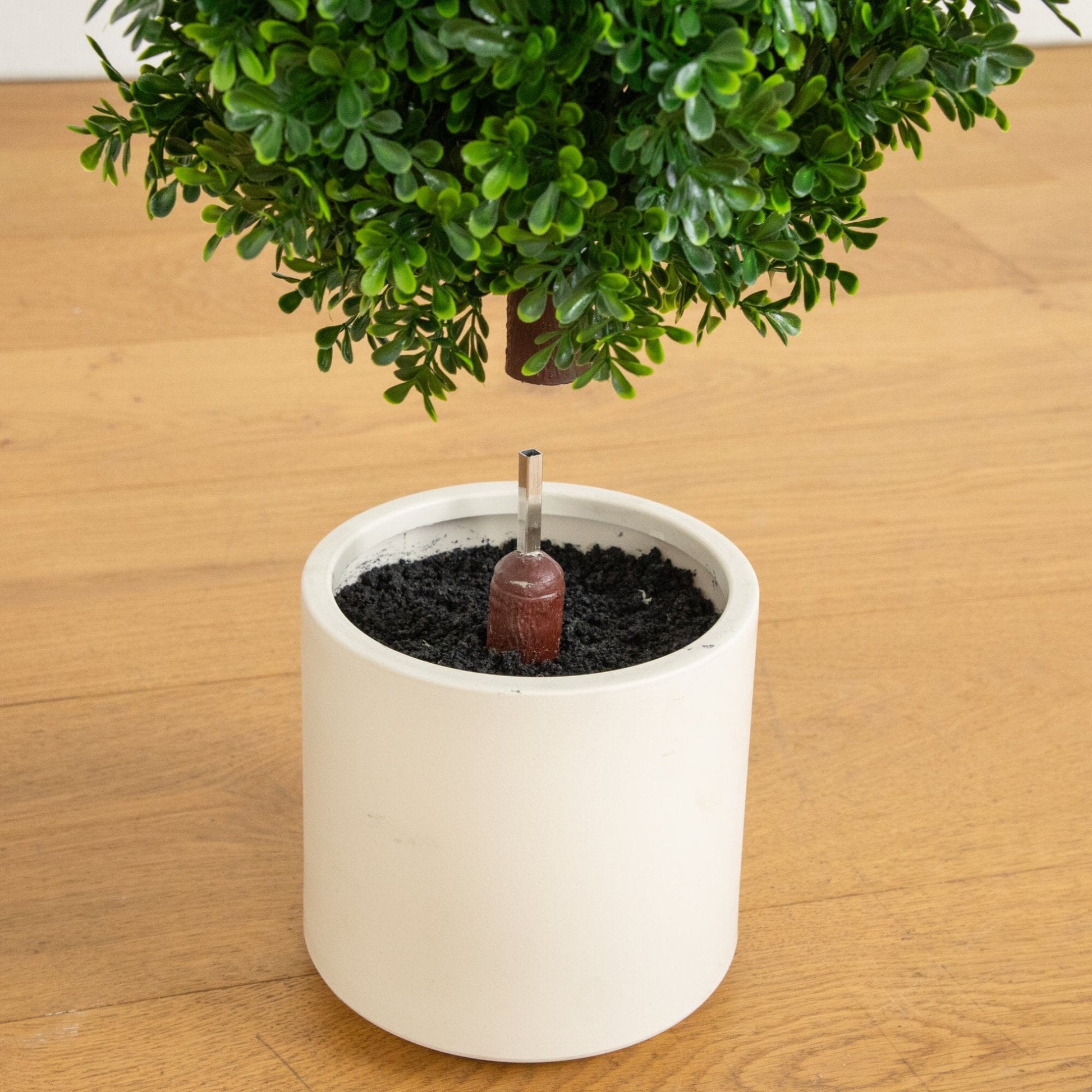 Artificial boxwood topiary cone in white planter Nearly Natural 44in UV resistant on Tampa Home & Garden Store