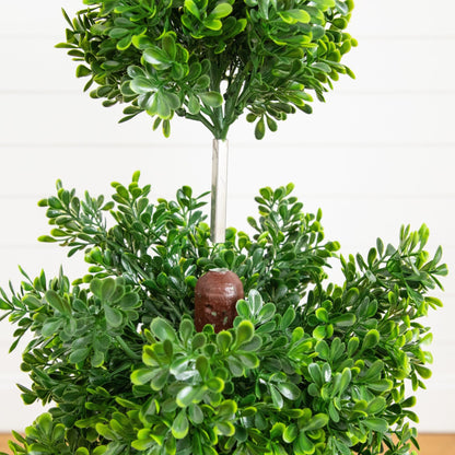 Artificial boxwood cone topiary 44in UV resistant in planter Nearly Natural on Tampa Home & Garden Store