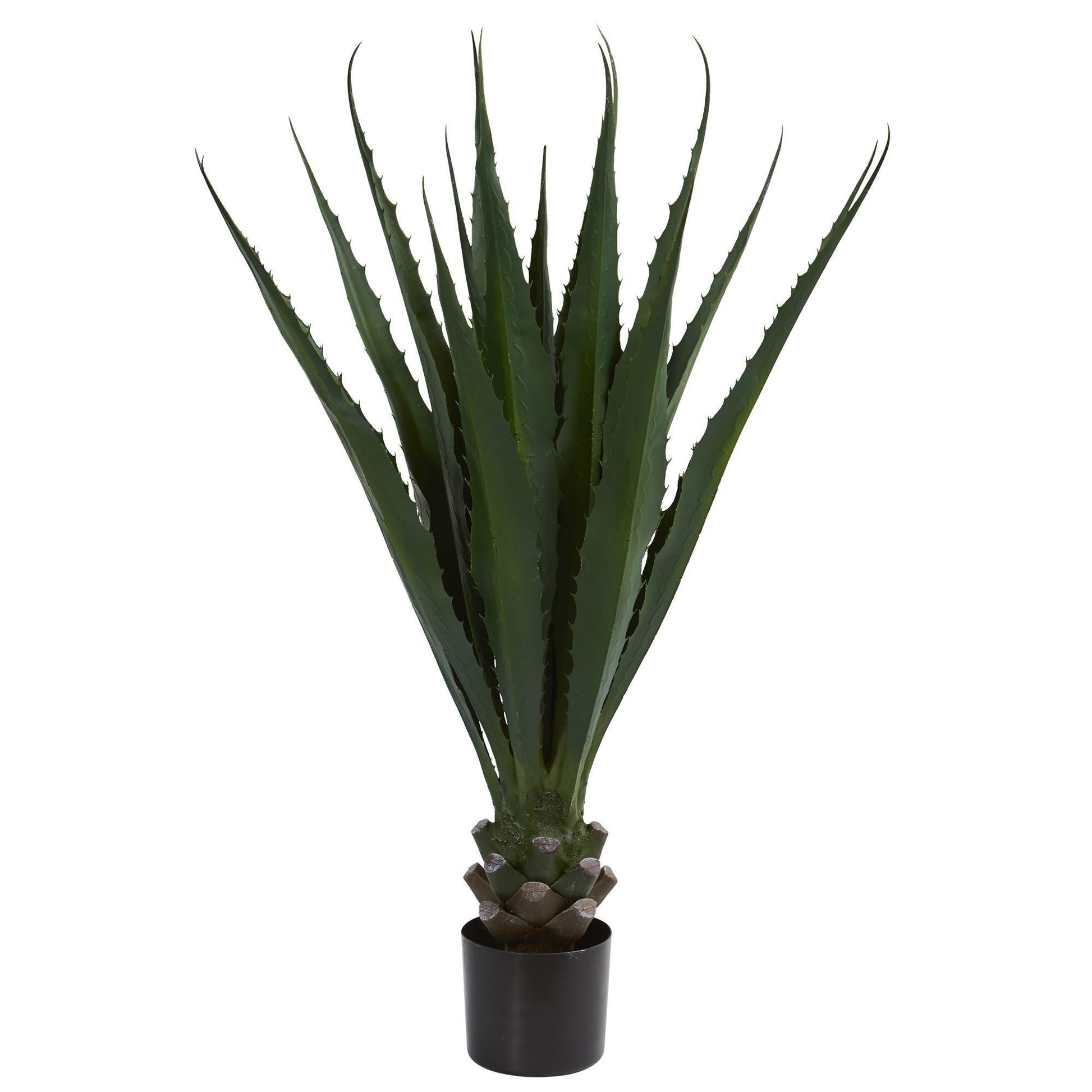 45in artificial agave plant by Nearly Natural with dark green leaves in a black pot on Tampa Home & Garden Store