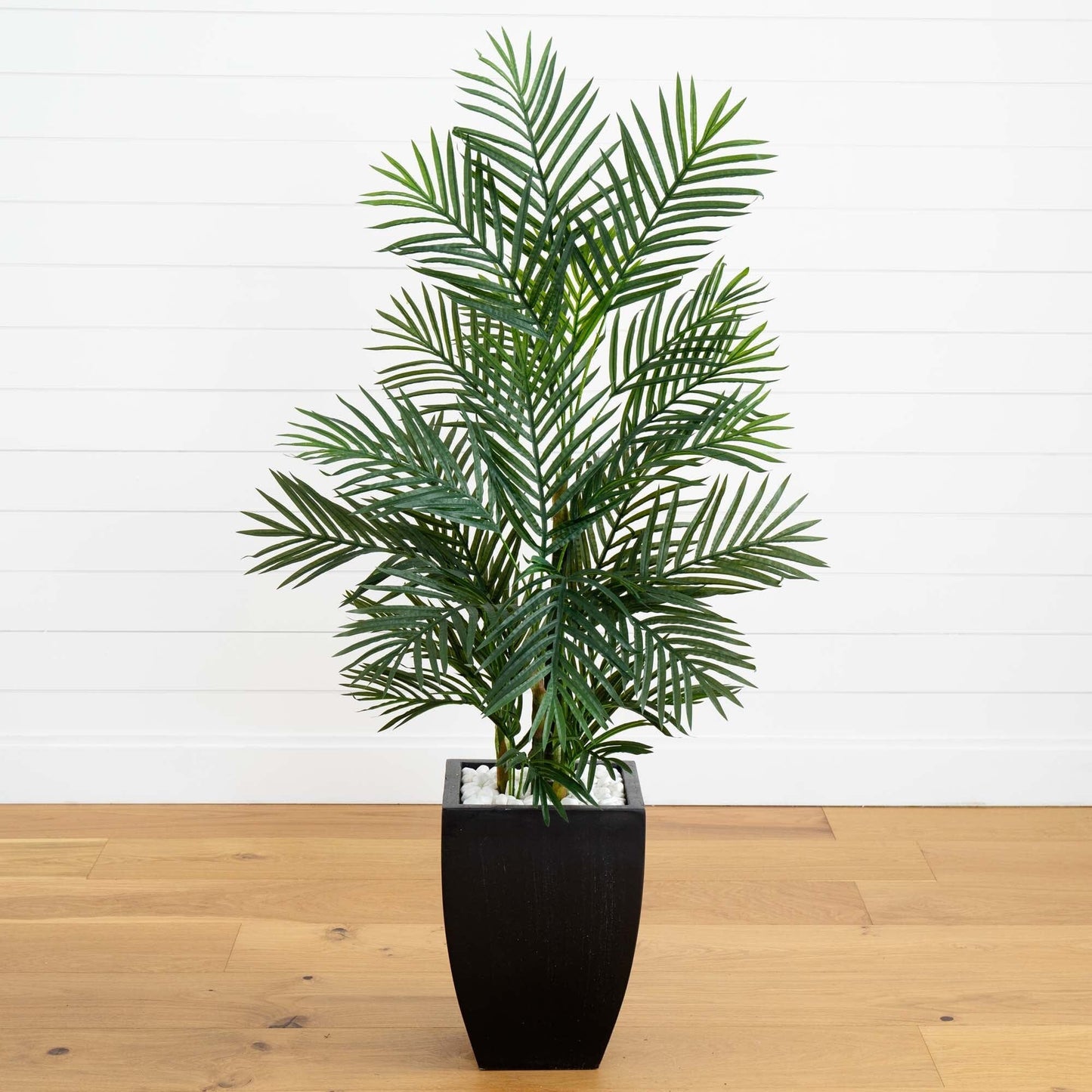 4.5 ft Areca Palm tree in black wash planter, UV resistant indoor/outdoor by Nearly Natural on Tampa Home & Garden Store