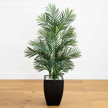4.5 ft Areca Palm tree in black wash planter, UV resistant indoor/outdoor by Nearly Natural on Tampa Home & Garden Store