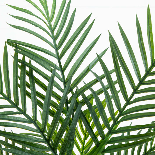 Artificial Areca Palm tree fronds by Nearly Natural, vivid green leaves close-up on Tampa Home & Garden Store