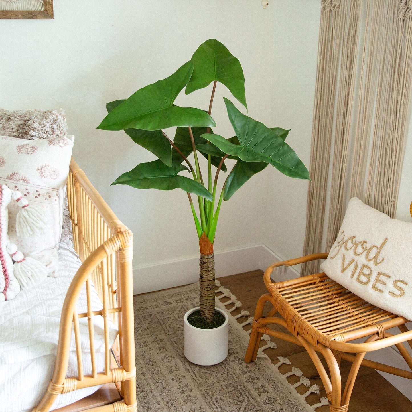 Artificial Arrowhead Plant In A White Planter