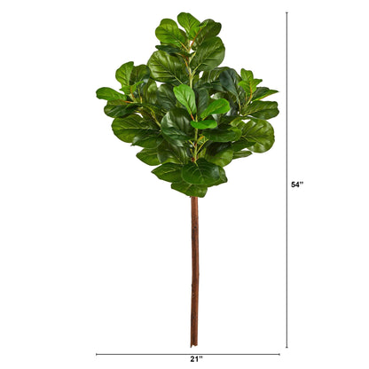 Nearly Natural 4.5 ft artificial fiddle leaf tree no pot with green leaves and brown trunk on Tampa Home & Garden Store