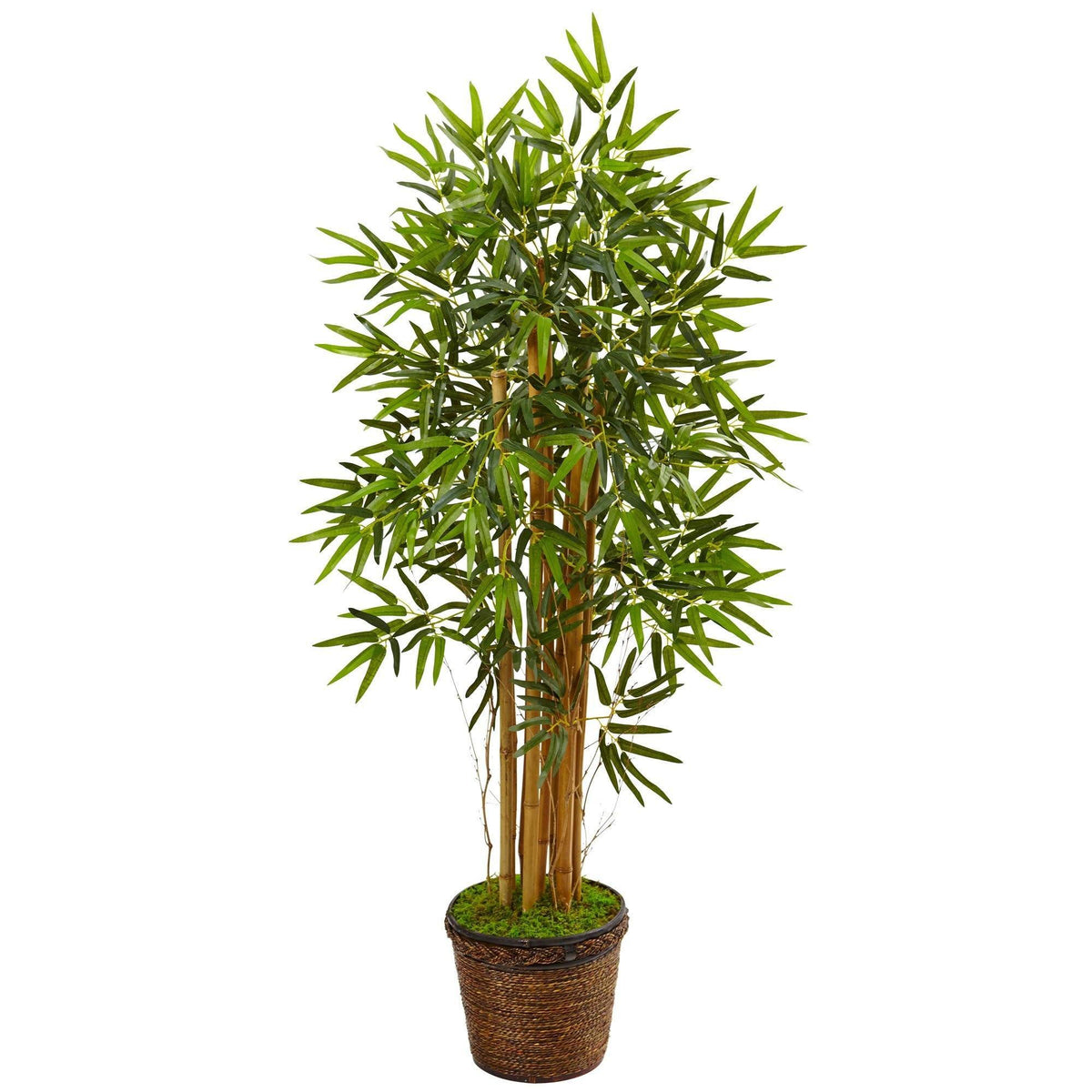 4.5 ft bamboo tree Nearly Natural in a coiled rope planter on Tampa Home & Garden Store