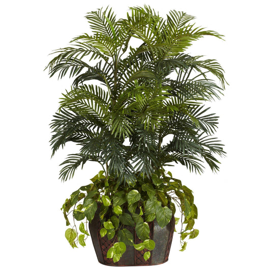 4.5' Double Areca w/Vase & Pothos Silk Plant - Tampa Home & Garden Store
