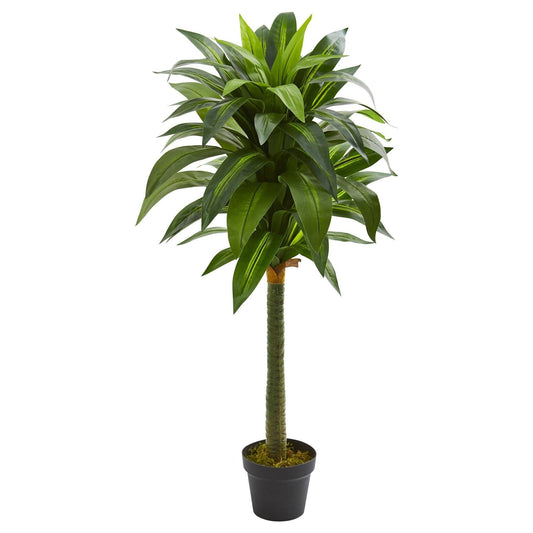 45in Dracaena artificial tree by Nearly Natural with green leaves in a black planter with moss on Tampa Home & Garden Store