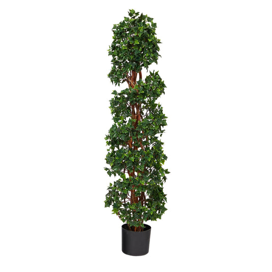 4.5’ English Ivy Spiral Topiary Artificial Tree with Natural Trunk UV Resistant (Indoor/Outdoor) - Tampa Home & Garden Store