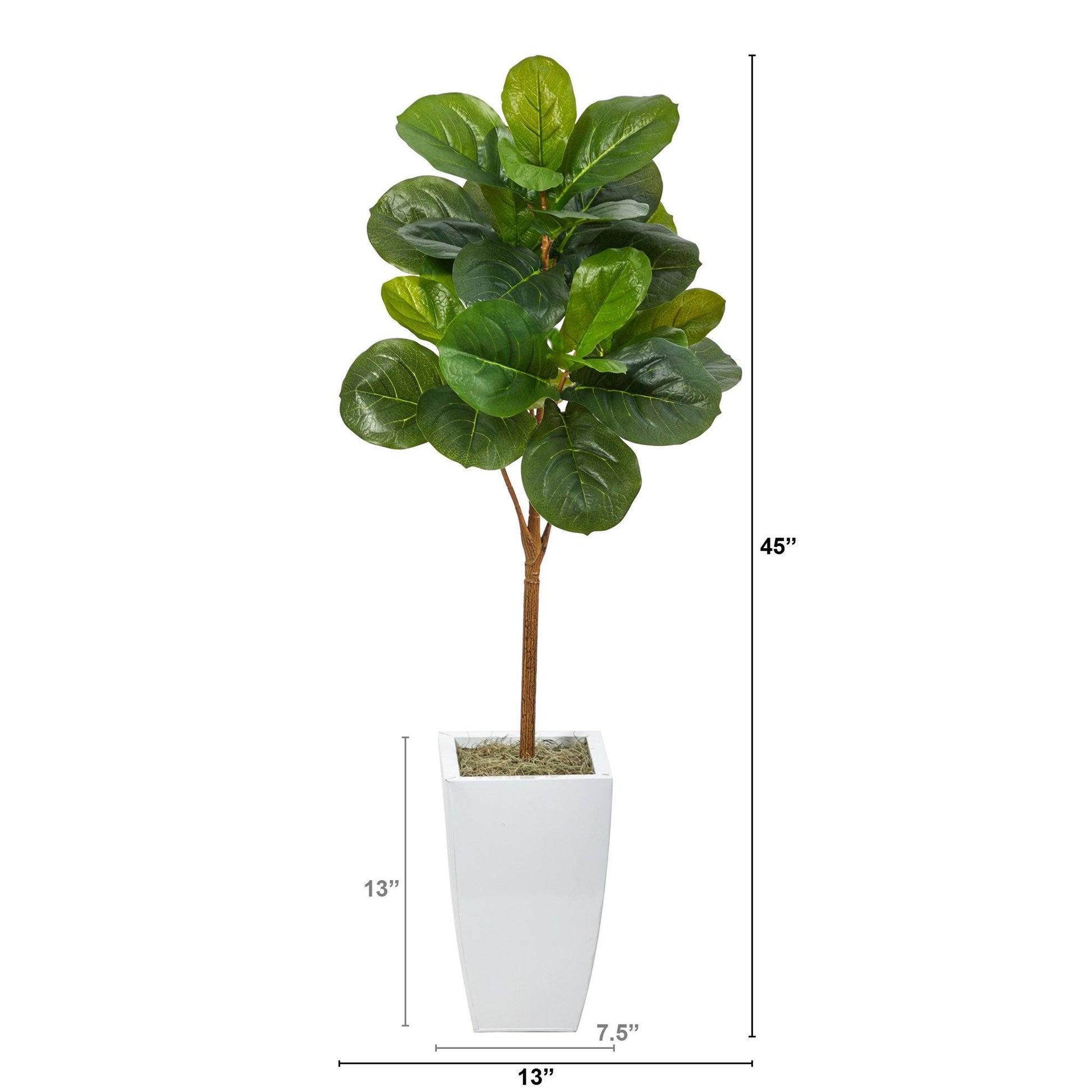45in fiddle leaf artificial tree in white metal planter with moss top by Nearly Natural on Tampa Home & Garden Store