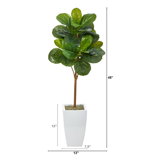 45in fiddle leaf artificial tree in white metal planter with moss top by Nearly Natural on Tampa Home & Garden Store